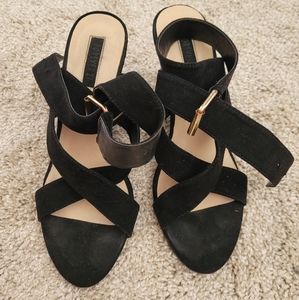 Black Strappy Wedges